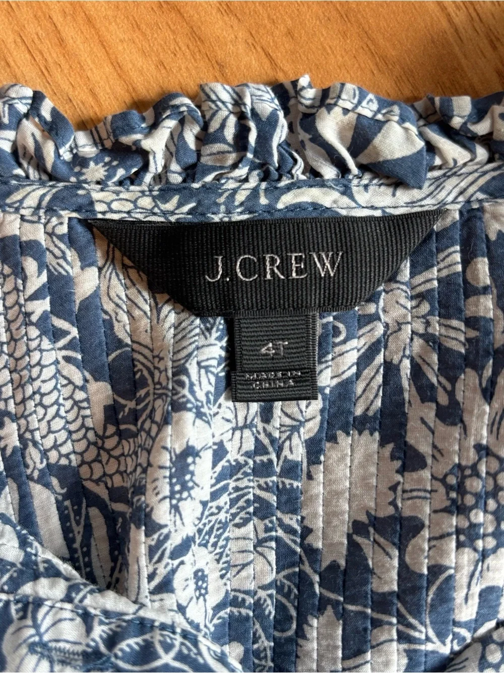 J.CREW Collection Silk-Cotton Smocked Ruffle-Neck Top in Mermaid Floral 4